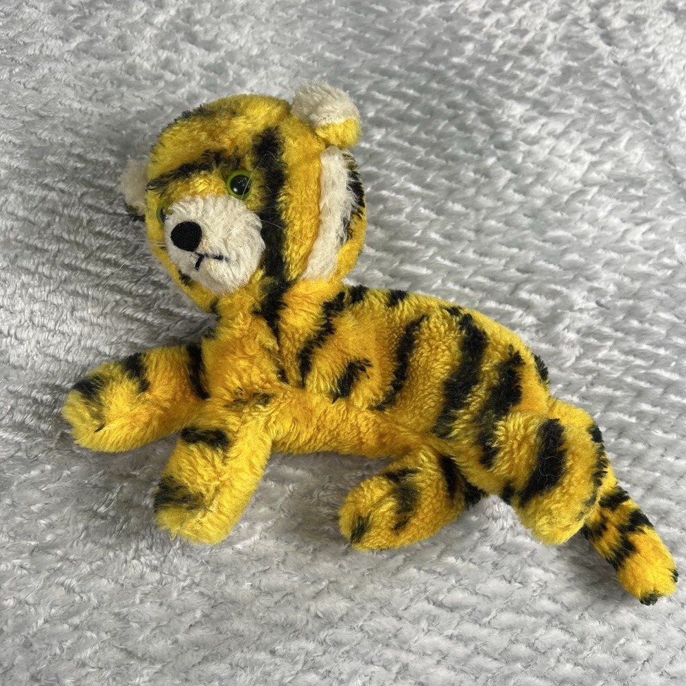 Vintage Dakin Tiger Plush 1976 Stuffed Animal 10" Korea Orange Black Stripe